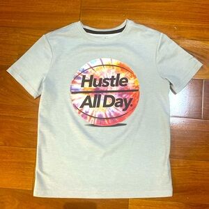 Old Navy T-Shirt Hustle All Day Basketball Design (Boys size L 10-12)